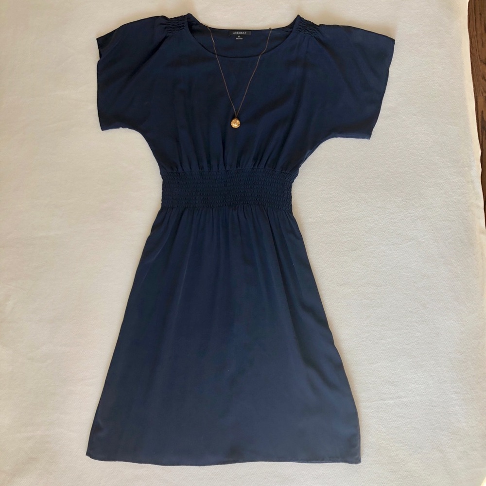 Acrobat 100% Silk Navy Dress